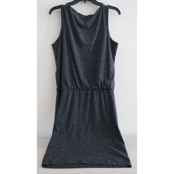 Athleta Women's Sz S Charcoal Gray Heather Vida Sleeveless Drop Waist Tank Dress - Picture 2 of 9